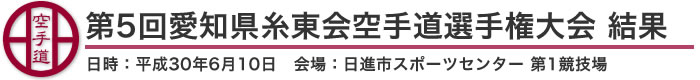 第5回愛知県糸東会空手道選手権大会 結果（日時：2018年(平成30年6月10日 会場：愛知県・日進市スポーツセンター 第1競技場）